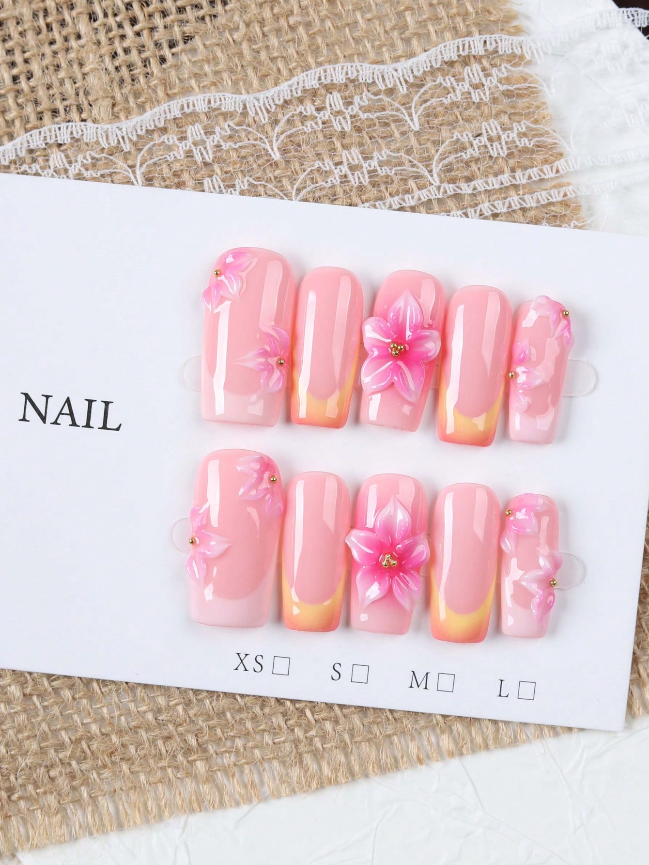 Nail Art Orange - 10 штук накладных ногтей средней длины