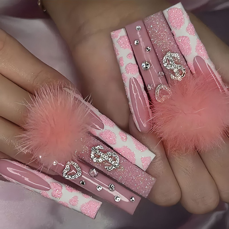 Nail Art Pink - 24 шт., удлиненный квадратный пресс на